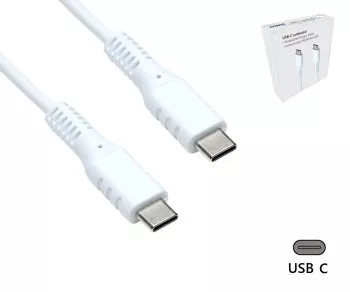 USBCL-C-15W C tipo USB įkrovimo kabelis su reklamine dėžute, baltos spalvos, 1,5 m